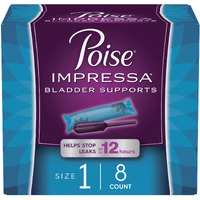 Poise Impressa Incontinence Bladder Support For Women  Bladder Control  Size 1  8 Count (Packaging May Vary)