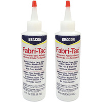 Beacon Glues Fabri-Tac Permanent Adhesive  8 Ounce Bottle - Premium Crafting & Fabric Glue (2 Pack)