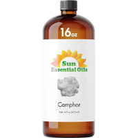Sun Essential Oils - 16 Oz Camphor Essential Oil With Dropper For Diffuser  Skin  Aromatherapy Massage  Humidifier  Crisp Scent For Candle  Lotion & Soap Making  Room Fragrance
