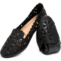 Heawish Women 's Floral Ballet Flats For Women Black Beige Slip On Flowers Pu Leather Round Toe Dress Shoes(Black Us7)