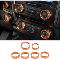For F150 Air Conditioner Switch  Trailer  4Wd  Vol Knob Button Trim For Ford F150 Xlt 2016 2017 2018 2019  Orange Aluminum  6Pcs (Not For 2021 2022)