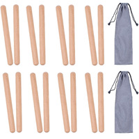 8 Pairs (16 Packs) Classical Wood Claves Musical Percussion Instrument  8 Inch Natural Hardwood Rhythm Sticks With 2 Carry Bags For Adults And Kids