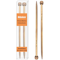 Mdoker Bamboo Knitting Needle Straight Single Pointed Sweater Knitting Needles 10-Inch Length For Handmade Diy Knitting Projects Size Us 6(4Mm)