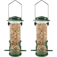 Mixxidea Wild Bird Feeders For Outdoors Hanging Stainless Steel Hanging Bird Feeder Tube  Finch Feeder For Garden Backyard Decoration Attractive Squirrel Proof Bird Feeders For Outside Green - 2 Pack