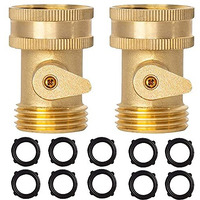 Hourleey Brass Garden Hose Shut Off Valve  2 Pack Heavy Duty 34 Inch Solid Brass Garden Hose Shut Off Valve With 10 Extra Rubber Washers