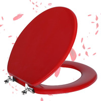 Red Round Toilet Seat Natural Wood Toilet Seat With Zinc Alloy Hinges  Easy To Install Also Easy To Clean  Scratch Resistant Toilet Seat By Angol Shiold (Round  Red)