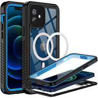 Beastek For Iphone 12 Mini Waterproof Case  Fsn Series Ip68 Magnetic Shockproof Case With Built-In Screen Protector And Magsafe Protective Cover  Iphone 12 Mini 5.4 Inch (Blue)