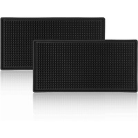 Wishmart Black Bar Mats Set Of 2 (12X6 Inches) Drying  Durable And Stylish Spill Mats For Bars  Restaurants  Coffee Shops  Bar Mats For Countertop And Table Top  Non-Spill  Non-Toxic Mats