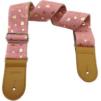 Xinlinke Girls Guitar Strap Pink Cotton Heart Pattern Electric Acoustic Guitar Bass Music Accessories