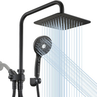 Ryamen Dual Shower Head Combo  Black 8 ' ' High Pressure Rain/Rainfall Shower Head 5 Settings Adjustable Handheld Showers With 15 "" Height Adjustable Slide Bar Holder/59 Hose