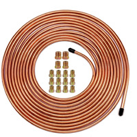 Muhize 14 Brake Line Tubing Kit - 25 Ft Of 14 Flexible Copper Coated Brake Line Tube Roll 25 Ft (Includes 16 Inverted Flare Fittings)