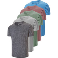 5 Pack: Mens Activeadry-Fit T-Shirt  Athletic Running Gym Workout Short Sleeve Teeashirts For Men (Medium)