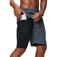 Pinkbomb Mens 2 In 1 Running Shorts Gym Workout Quick Dry Mens Shorts With Phone Pocket (Grey  Medium)