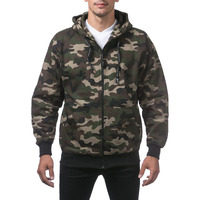Pro Club Mens Heavyweight Full Zip Fleece Hoodie  Green Camo  2X-Large