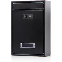 Locking Mailbox Wall Mounted Vertical- Jssmst Mail Boxes With Combination Lock Large Capacity  12.6 X 8.46 X 3.35 Inch  Black  Sm-0601Cm Medium