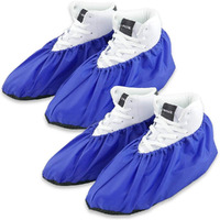 Linkease Reusable Boot  Shoe Covers Water Resistant Non Skid And Washable For Real Estate Contractors To Keep Floors Carpets Footwear And Rooms Clean - 2 Pairs (Extra Large  Blue)