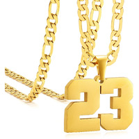 Mimitlty Personalized Jersey Number Necklaces For Mens Athletes Stainless Steel Sport Number Pendant Chain For Boys Baseball/Basketball/Football Team Inspiration Jewelry With Gifts
