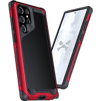 Ghostek Atomic Slim Samsung S22 Plus Case With Clear Back And Strong Aluminum Bumper Heavy Duty Military Grade Shockproof Lightweight Metal Phone Covers Designed For 2022 Galaxy S22+ 5G (6.6 In) (Red)