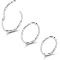 Newkeepsr 3Pcs-0.8Mm(20G) Nose Hoop Seamless Small Tiny Rings  316L Steel Hinged Clicker Segment Cartilage Tragus Earrings-5/6/7Mm