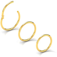 Newkeepsr 3Pcs-0.8Mm Gold Anodised Hinged Clicker Nose Hoop Rings  20 Gauge 316L Steel Seamless Segment Sleeper Earrings Piercing-5/6/7Mm