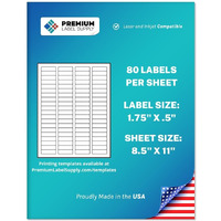 Premium Label Supply White Sticker Return Address Labels - 1.75