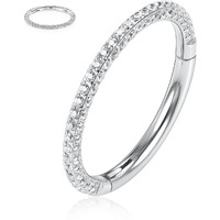 Gagabody 16G Septum Ring Silver Conch Piercing Jewelry 16 Gauge Conch Earring Septum Hoop 8Mm Daith Earrings Conch Jewelry Nose Hoops Surgical Steel Segment Ring Cartlidge Earrings Hoop With Cz