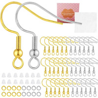 2 Colors Earring Hooks 300 Pcs Earring Making Kit  Hypoallergenic Earring Hooks For Jewelry Making(White+Gold)