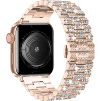 Wolait Compatible With Apple Watch Band 42444549Mm  Women Bling Diamond Rhinestone Metal Strap For Iwatch Ultra Se Series 8 7 6 5 All Series Rose Gold