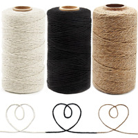 Anvin 984 Feet Cotton Twine Natural Jute Twine Packing Twines Bakers Twine Black Twine White Twine Wrapping Butchers Baking Arts And Crafts Gardening(Pack Of 3  10 Ply 2Mm Thick)