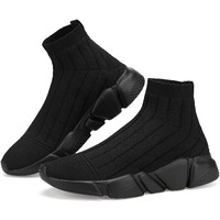 Santiro Mens Sport Shoes Slip On Tennis Workout Shoes Lightweight Breathable High Top Gym Running Walking Sock Sneakers For Men All Black 13 Us