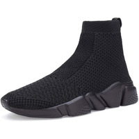 Santiro Walking Shoes For Men Lightweight High Top Sneakers Breathable Knit Socks Athletic Running Shoes Fashion Gym Sports Shoes All Black 8 Us