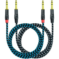 Mugteeve Balanced 1/4 Inch Trs To Trs Male Interconnect Patch Cable  6.6Ft Stereo Quarter Inch 6.35Mm To 6.35Mm Audio Cord  Nylon Braided Heavy Duty  For Interface  Mixer  Speaker - 2Pack