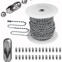 Ball Bead Chain  55Ft Stainless Steel Chain Ball Chain Necklace Bulk With 100 Pieces Matching Connectors Clasps For Jewelry Making  Necklace Hanging  Dog Tag  Diy Crafts