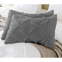 Queen Pillow Shams Set Of 2 Pinch Pleated Dark Grey Pillow Shams Queen 20X30 Pinch Pillow Covers 100% Egyptian Cotton 600 Thread Count Hotel Class Bedding Queen Size Decorative Pillow Shams Set