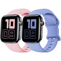 2 Pack Silicone Strap Compatible With Kids Apple Watch Band  Soft Sport Replacement Bands For Iwatch Series10 9 8 7 6 5 4 3 2 1 Se 38Mm 40Mm 41Mm 42Mm  Boys Girls Small Wrists - Pink+Lilacpurle.