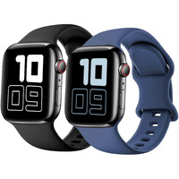2 Pack Silicone Strap Compatible With Kids Apple Watch Band  Soft Sport Replacement Bands For Iwatch Ultra Series 10 9 8 7 6 5 4 Se 42Mm 44Mm 45Mm 46Mm 49Mm  Boy Girl Small Wrist - Black+Navyblue.