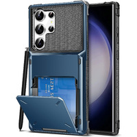 Cooya For Samsung S23 Ultra Case Wallet 5 Credit Card Holder Id Slot Flip Cover Galaxy S23 Ultra Wallet Case Back Pocket Protective Hard Rubber Bumper For Samsung Galaxy S23 Ultra 6.8 Navy Blue