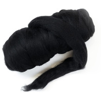Kondoos Colored Natural Wool Roving  1 Lb Best Wool For Needle Felting  Wet Felting  Handcrafts And Spinning (Total Black  1 Lb)