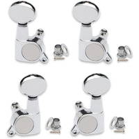 Saphue 2R2L Ukulele Tuning Pegs Parts Small Oval Concave Button Sealed-Gear String Tuners Tuning Pegs Key Machine Heads For Ukulele (Chrome)