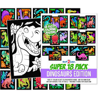 Super Pack Of 18 Fuzzy Velvet Coloring Posters (Dinosaurs Edition) - Arts  Crafts For Boys And Girls - Great For After School  Travel  Quiet Time  Group Activities  And Coloring With Friends