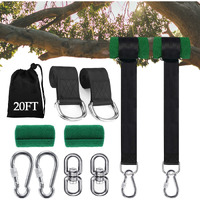 Werfeito Extra Long Tree Swing Straps  3Ft/10Ft/20Ft/30Ft Tree Swing Hanging Straps Kit Holds 5000 Lbs With Tree Protector  Heavy Duty Carabiner And Swivel Perfect For Swings & Hammocks (20 Ft)