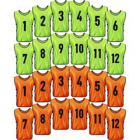Yahenda 24 Pcs Sports Pinnies Soccer Scrimmage Practice Vests Numbered Soccer Team Pennies With Belt For Adult(Large Green  Orange)