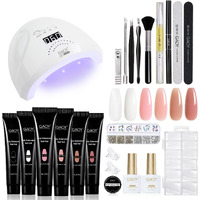 Gaoy Poly Gel Nail Kit With Uv Lamp  6 Pcs Builder Gel Extension Kit With Everything Decorations Top And Base Coat For Nail Art Diy At Home