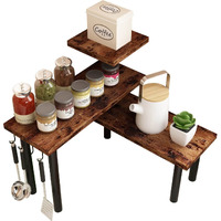 Homode Kitchen Countertop Organizer Corner Shelf  3 Tier Bathroom Counter Organizer  Space Saving Organization Storage Shelves For Kitchen Counter  Spice Rack  Coffee Table  Over Sink  Rustic Brown