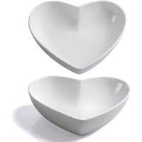 Keponbee Heart Bowls Porcelain 2 Pcs White Heart-Shaped Bowl Dessert Bowls/Salad Bowl 7 Inch  20 Oz