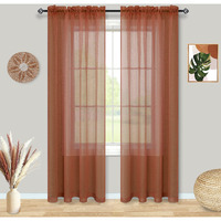 Terracotta Curtains 84 Inch Length For Living Room 2 Panel Sets Rod Pocket Sheer Curtains For Living Room Rust Burnt Orange Red