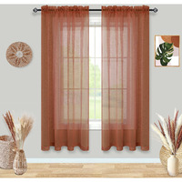 Terracotta Sheer Curtains 63 Inch Length For Bedroom 2 Panel Sets Rod Pocket Sheer Curtains For Living Room Rust Burnt Orange Red