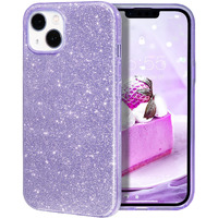 Milprox Compatible With Iphone 13 Case (2021)  Glitter Sparkly Shiny Bling Rubber Gel Shell Cases 3 Layers Shockproof Protective Bumper Cover For Iphone 13 6.1 ""?2 Cameras? 2021-Purple