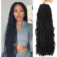 24 Inch Soft Locs Crochet Hair Pre Looped 6 Packs Faux Locs Crochet Braids Goddess Locs Dreadlocs Synthetic Hair For Black Women (1B  24 Inch (Pack Of 6))