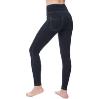 Nirlon Women's Jeggings High Waist Tummy Control Jean Leggings With Pockets (M  Dark Jeans)